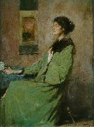 Thomas Dewing Portrait of a Lady Holding a Rose Sweden oil painting artist